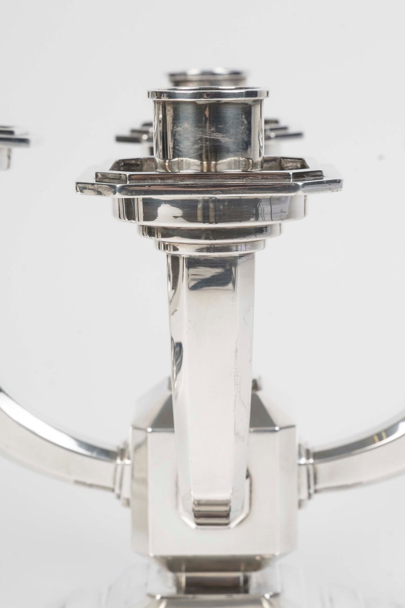 Ravinet d'Enfert – Pair Of Solid Silver Candelabra, Art Deco Period-photo-5