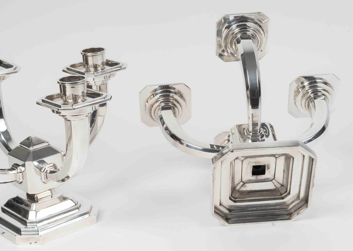 Ravinet d'Enfert – Pair Of Solid Silver Candelabra, Art Deco Period-photo-6