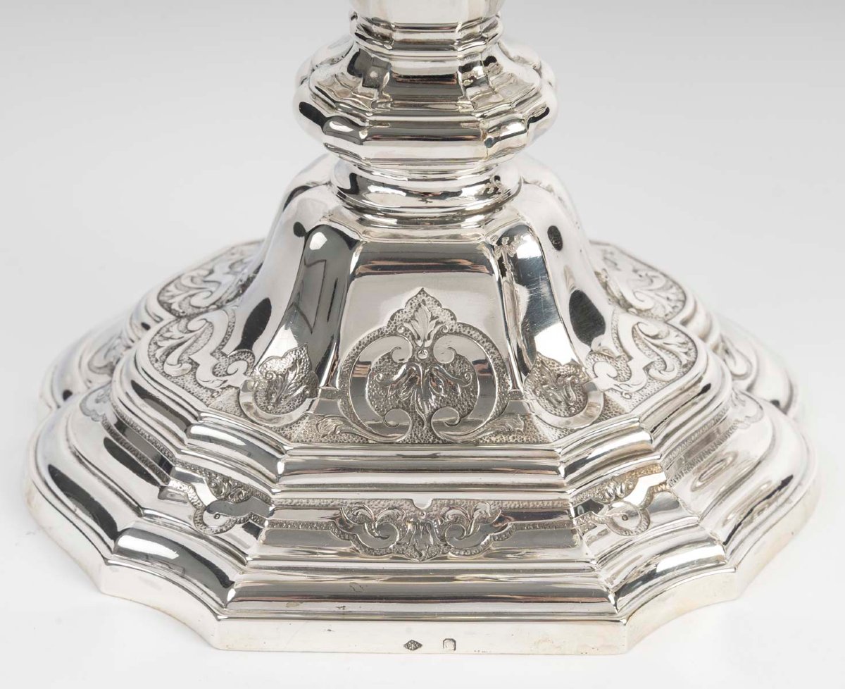 Charles Christofle Pair Of Candelabra Known As “table Ends” Solid Silver 19th Century-photo-1