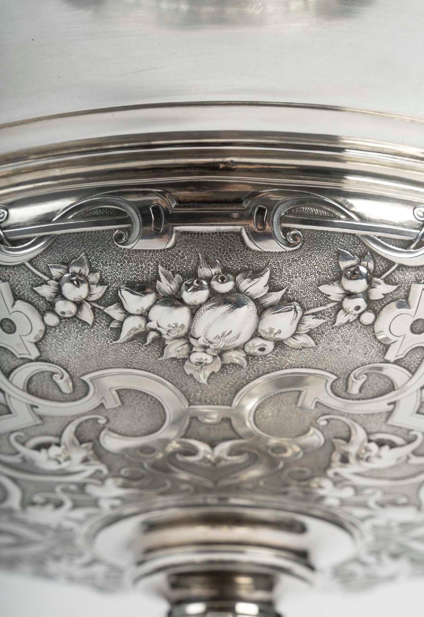 Charles-Nicolas ODIOT  Importante coupe néo-Renaissance sur piédouche en argent massif XIXe-photo-5