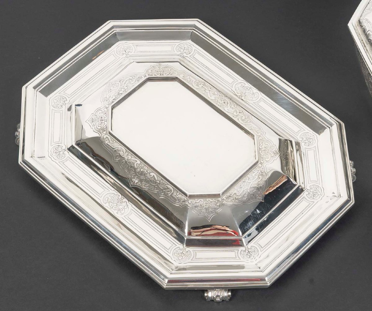 BOIN TABURET – Terrine couverte et son présentoir en argent massif XIXe-photo-6