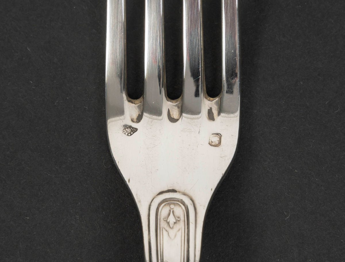 JEAN TETARD – C. CHRISTOFLE MENAGERE de 144 PIECES EN ARGENT MASSIF MODELE AUBUSSON Epoque 1930-photo-8