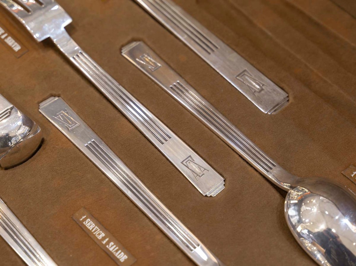 ORFEVRE SAVARY & FILS MENAGERE 191 PIECES EN ARGENT MASSIF EPOQUE 1930 -photo-6
