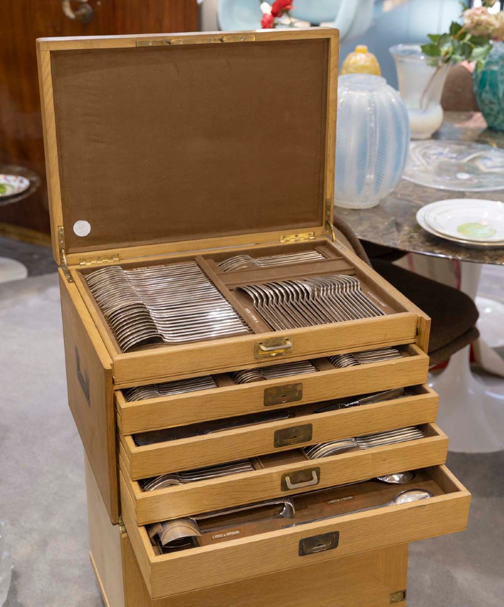 ORFEVRE SAVARY & FILS MENAGERE 191 PIECES EN ARGENT MASSIF EPOQUE 1930 -photo-8
