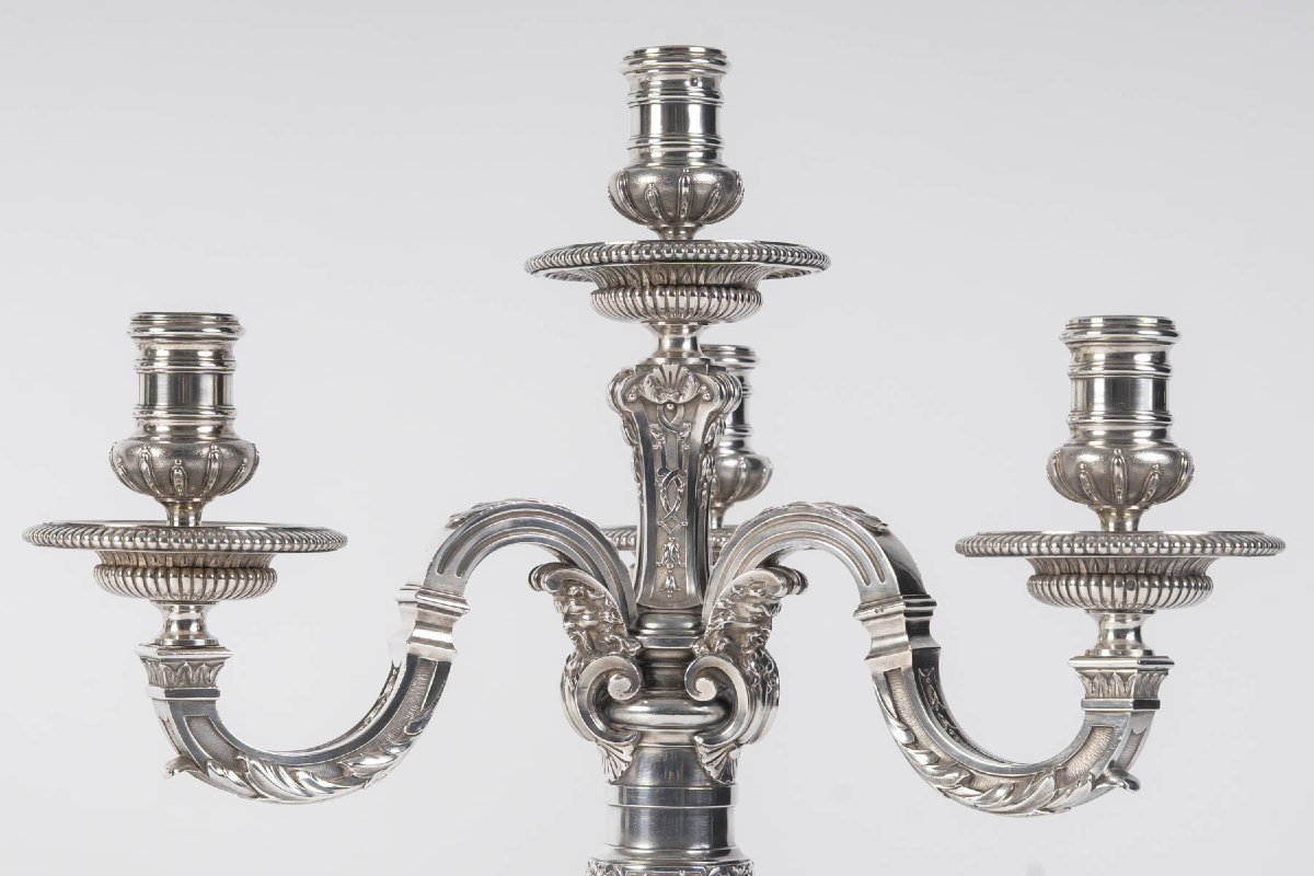 Boin-taburet - Pair Of Solid Silver Ceremonial Candelabra. Late 19th Century-photo-2