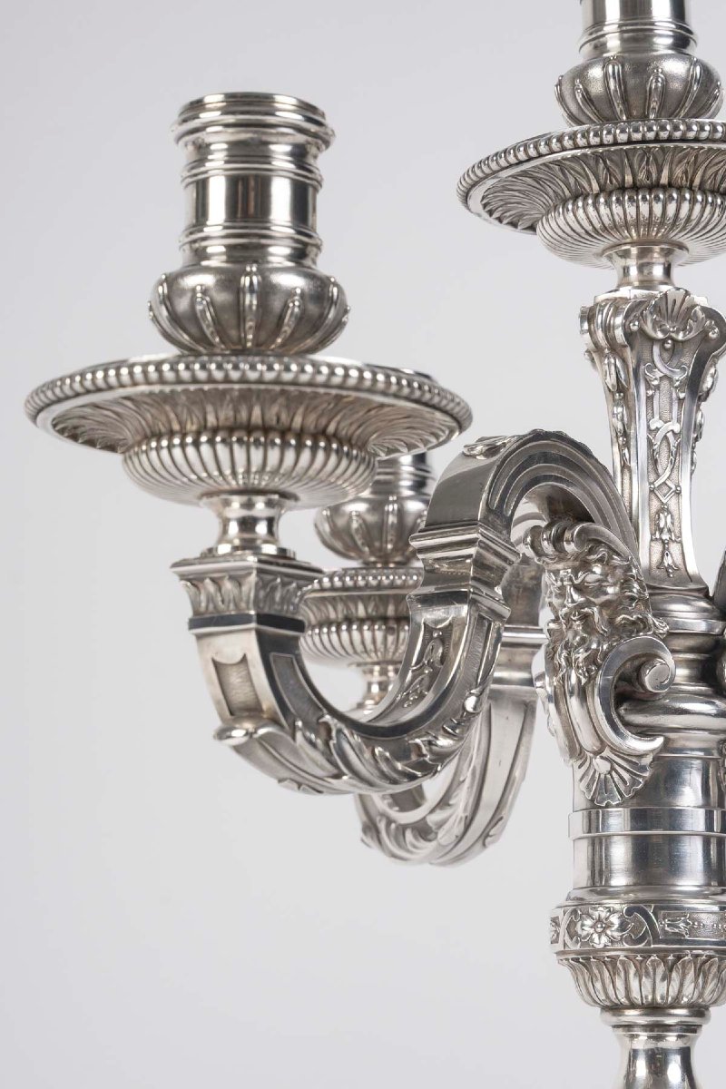 Boin-taburet - Pair Of Solid Silver Ceremonial Candelabra. Late 19th Century-photo-1