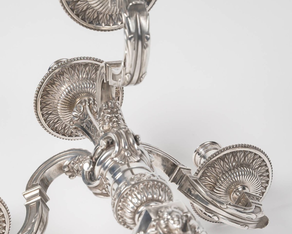 Boin-taburet - Pair Of Solid Silver Ceremonial Candelabra. Late 19th Century-photo-3