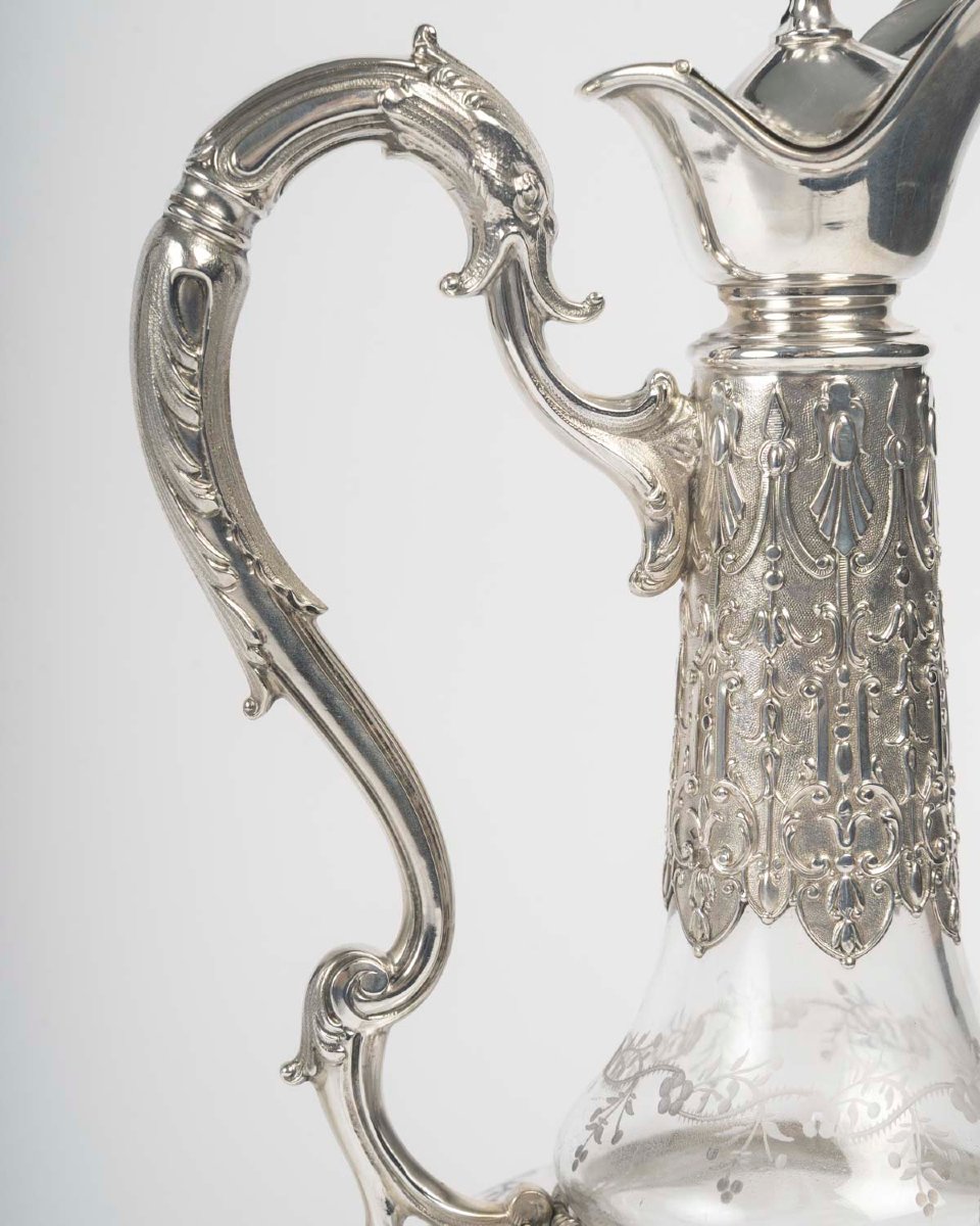 Armand Gross – Pair Of Crystal And Sterling Silver Ewers, Late 19th Century-photo-1