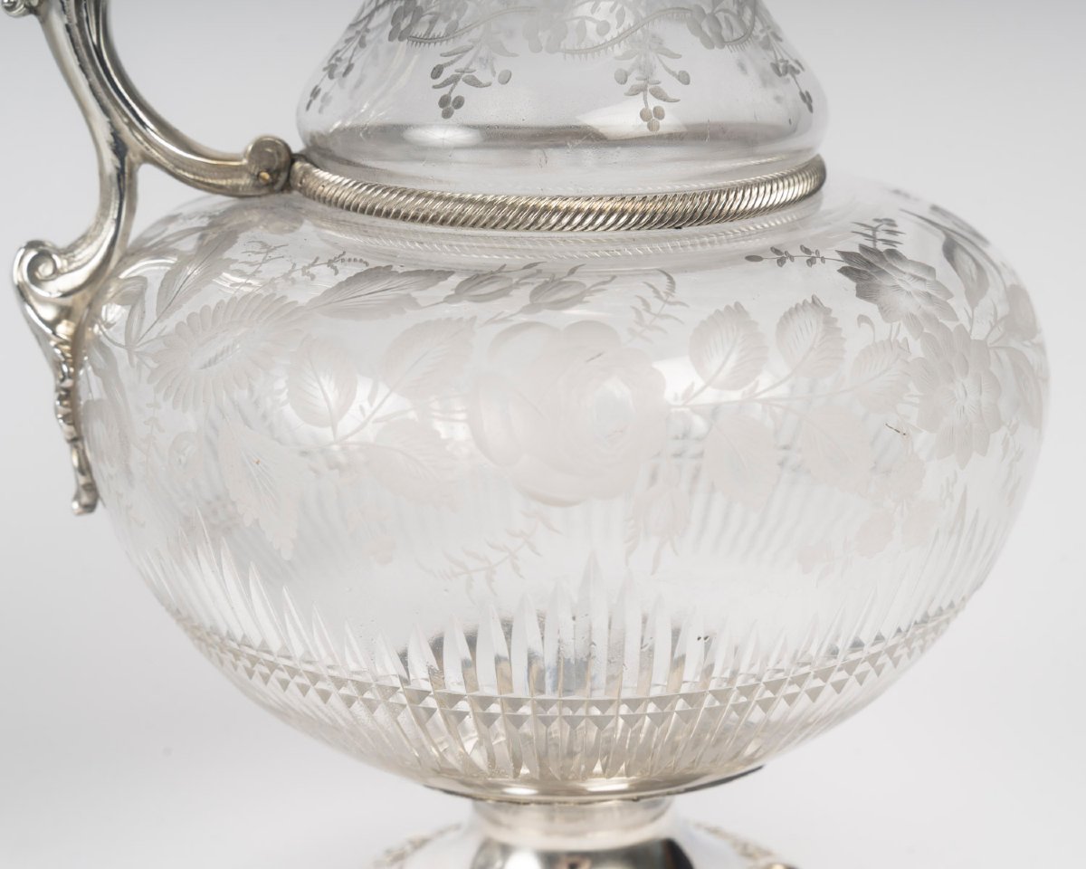 Armand Gross – Pair Of Crystal And Sterling Silver Ewers, Late 19th Century-photo-2