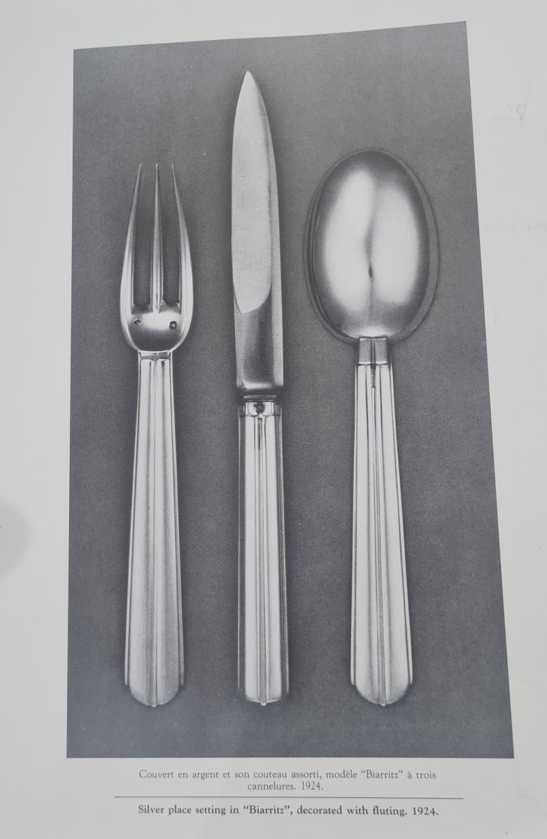 JEAN E. PUIFORCAT – Menagère en argent massif 145 pièces Modèle « BIARRITZ » CIRCA 1930-photo-7