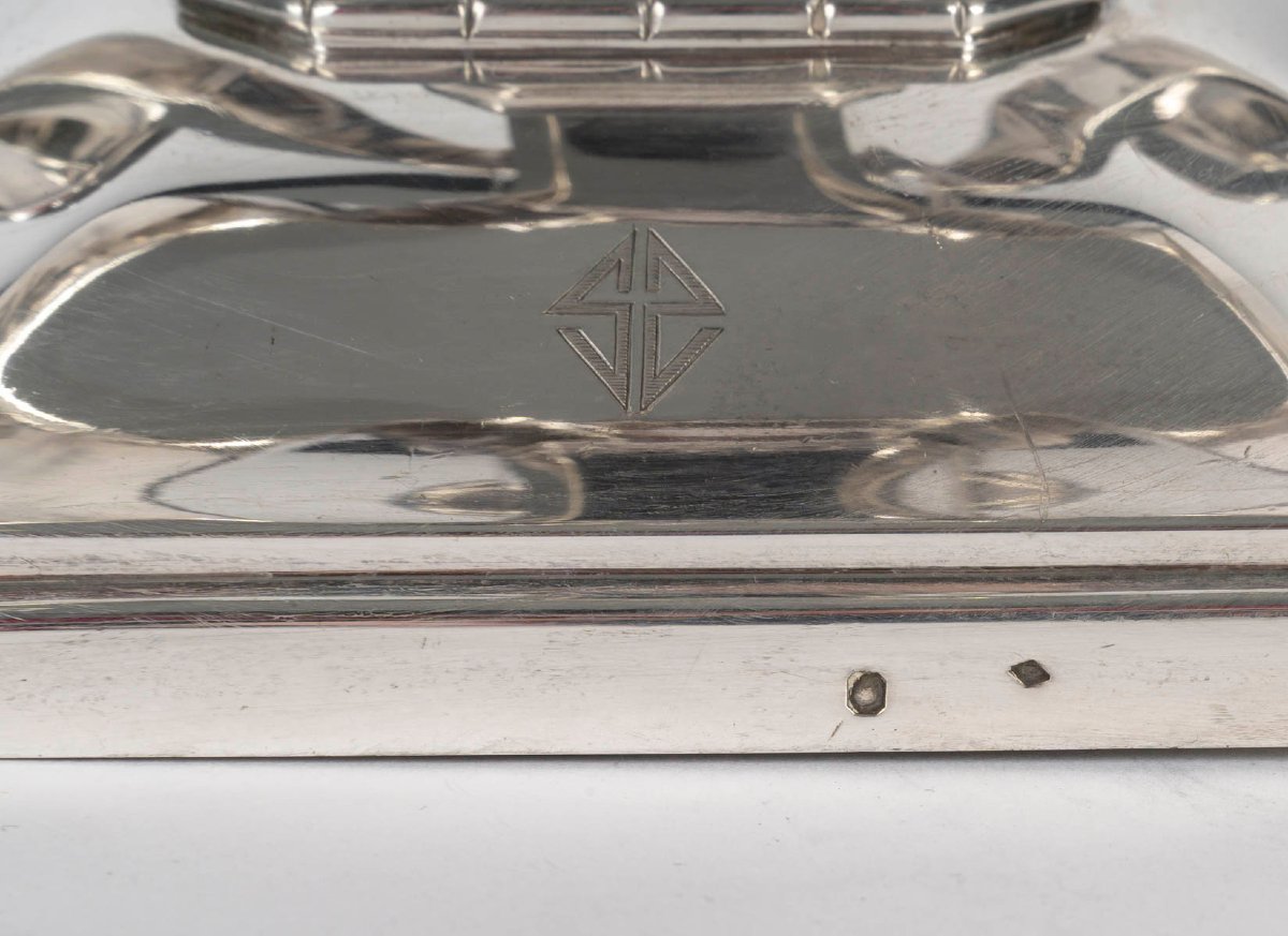 Paire de candélabres Art Déco en argent massif par Leroy, vers 1930-photo-2