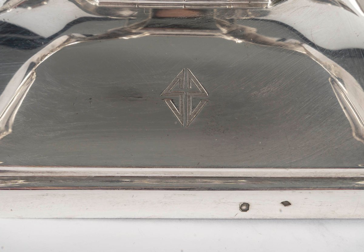 Paire de candélabres Art Déco en argent massif par Leroy, vers 1930-photo-8