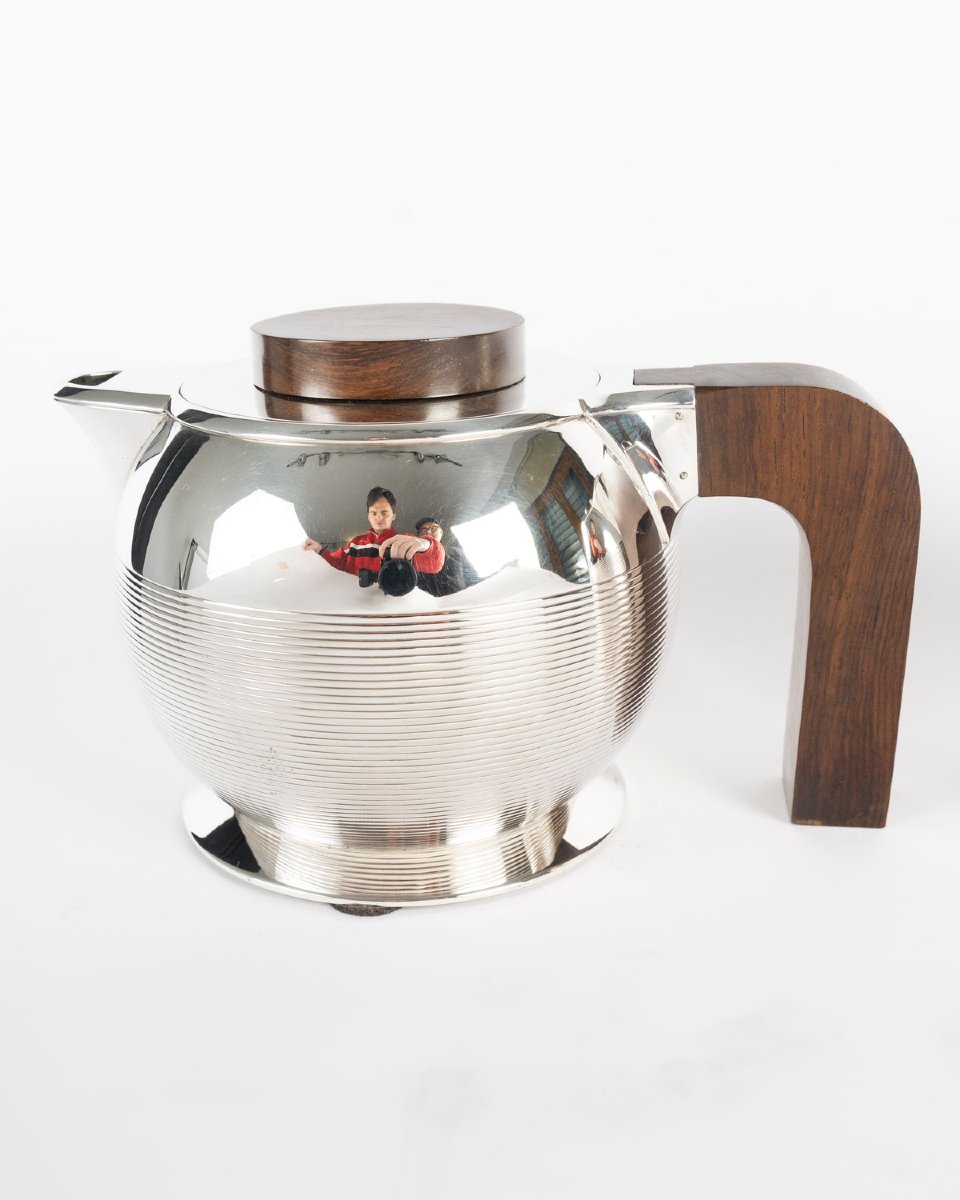 JEAN E. PUIFORCAT – Set de trois pièces THE/CAFE en argent massif Epoque ART DECO -photo-2