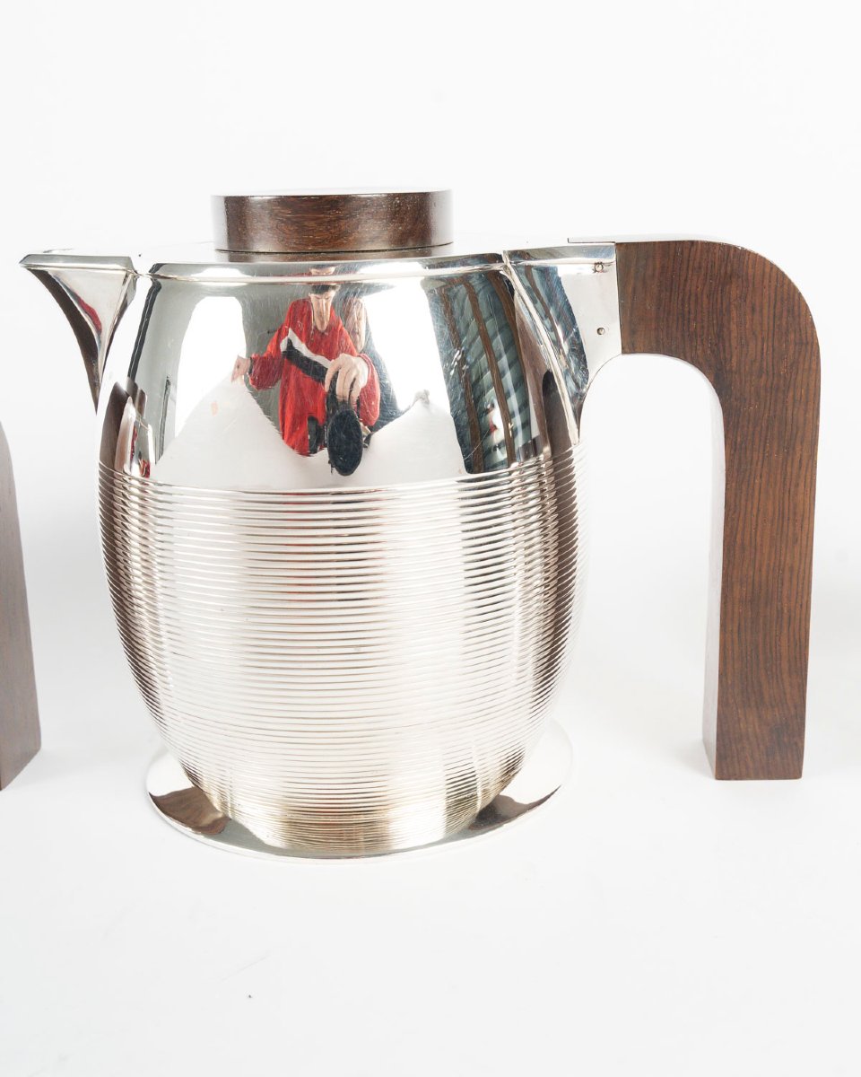 JEAN E. PUIFORCAT – Set de trois pièces THE/CAFE en argent massif Epoque ART DECO -photo-3