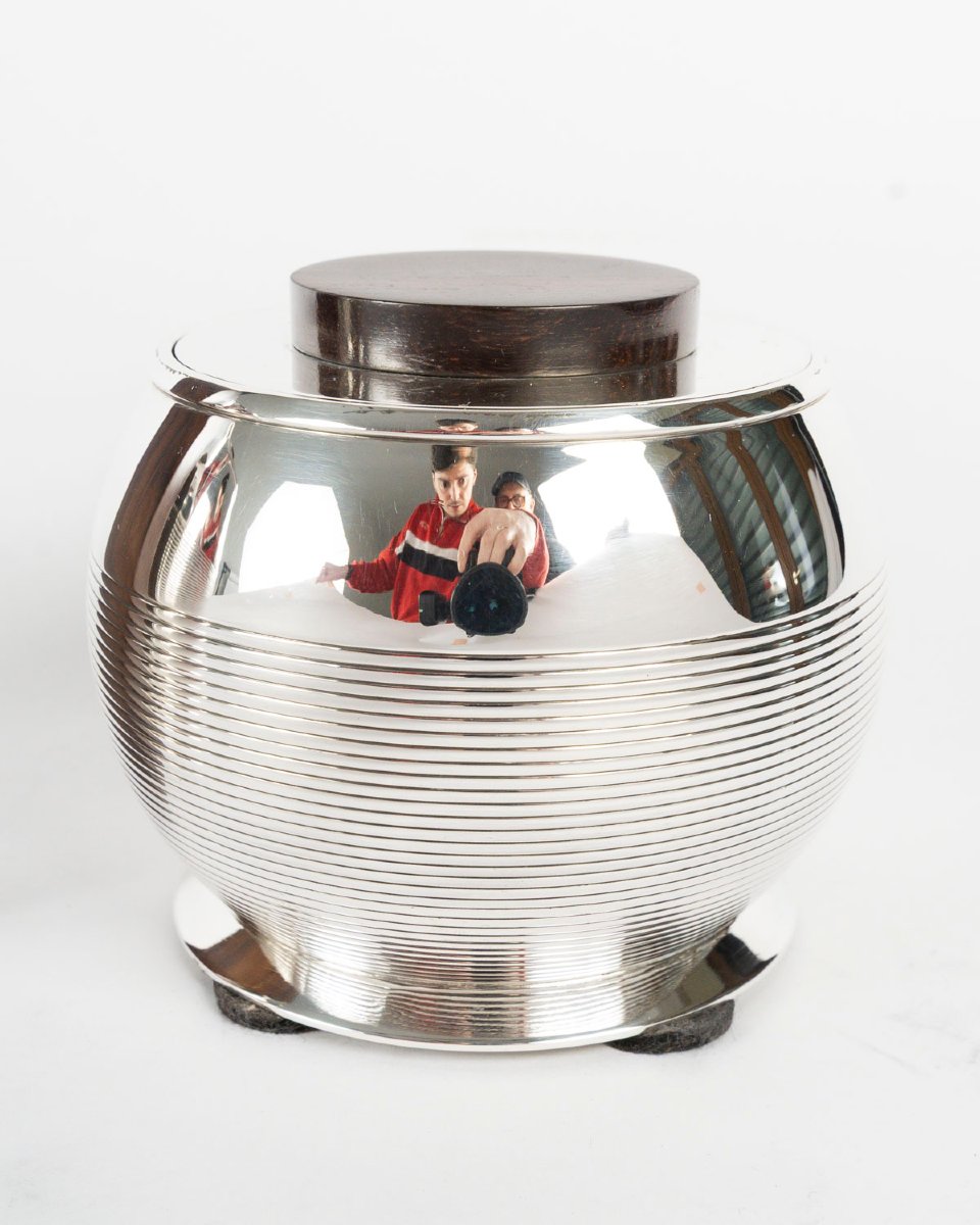 JEAN E. PUIFORCAT – Set de trois pièces THE/CAFE en argent massif Epoque ART DECO -photo-4