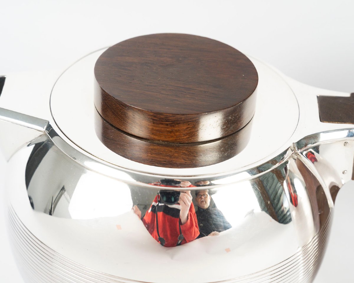 JEAN E. PUIFORCAT – Set de trois pièces THE/CAFE en argent massif Epoque ART DECO -photo-3