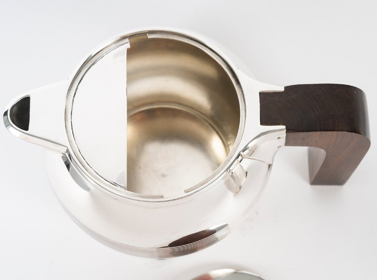 JEAN E. PUIFORCAT – Set de trois pièces THE/CAFE en argent massif Epoque ART DECO -photo-5