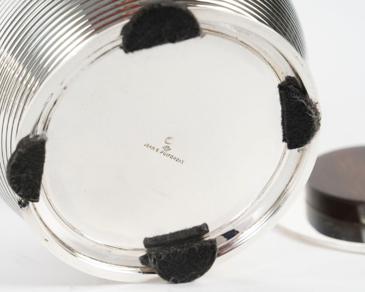 JEAN E. PUIFORCAT – Set de trois pièces THE/CAFE en argent massif Epoque ART DECO -photo-8