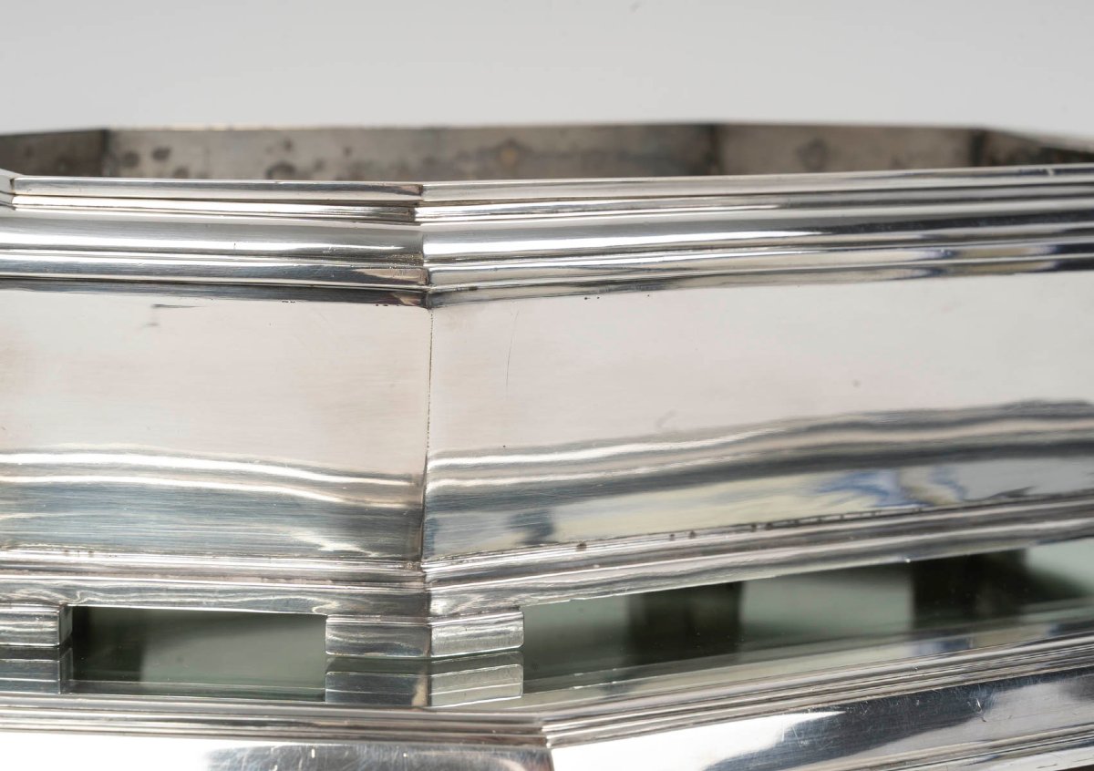 Ravinet d'Enfert - Solid Silver Surtout De Table Et Sa Jardinière Art Deco Period-photo-2
