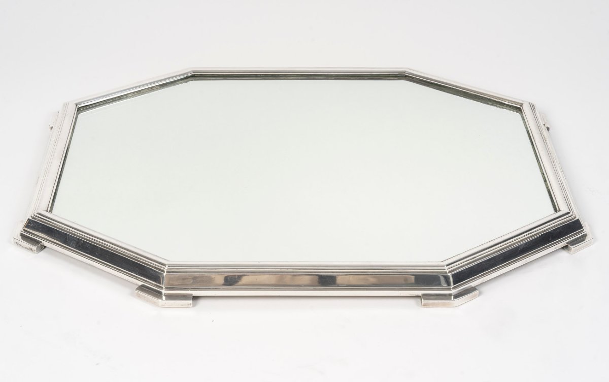 Ravinet d'Enfert - Solid Silver Surtout De Table Et Sa Jardinière Art Deco Period-photo-6