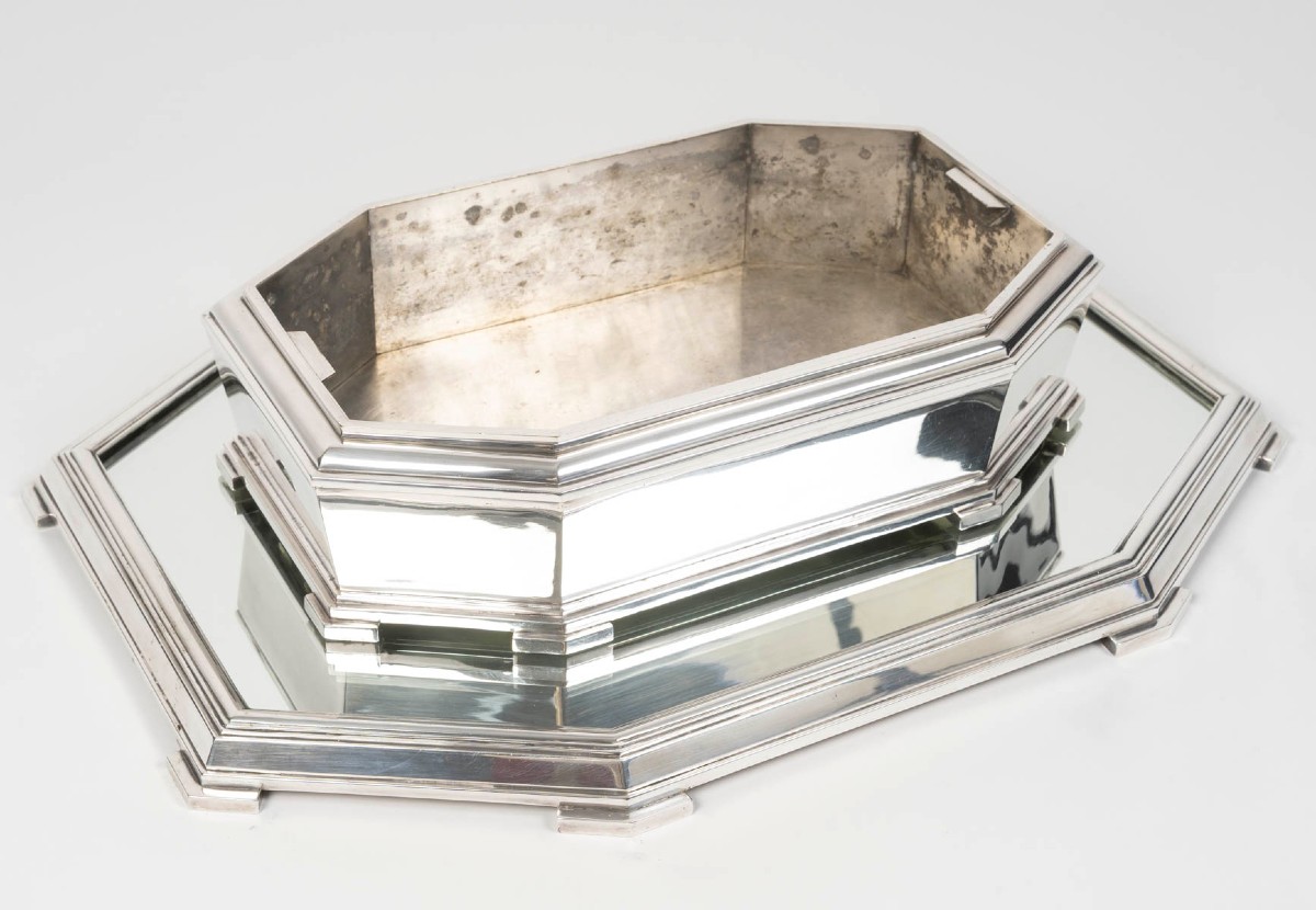 Ravinet d'Enfert - Solid Silver Surtout De Table Et Sa Jardinière Art Deco Period