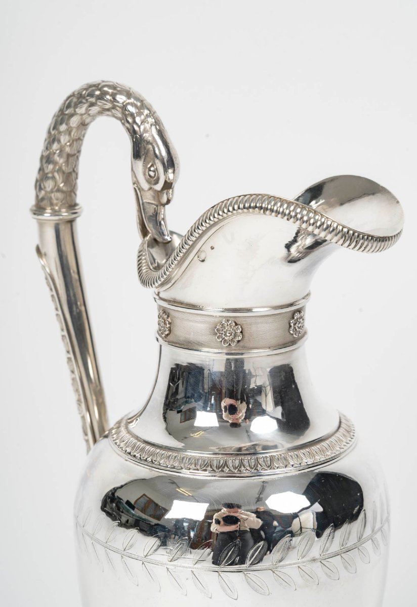 Ovoid Ewer In Sterling Silver, 2nd C0q Empire Period (1809-1818)-photo-2