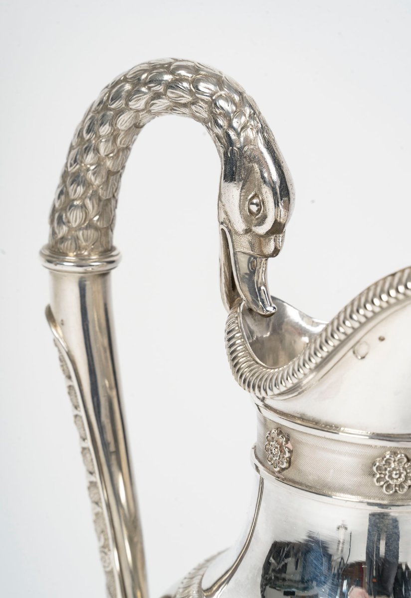 Ovoid Ewer In Sterling Silver, 2nd C0q Empire Period (1809-1818)-photo-3