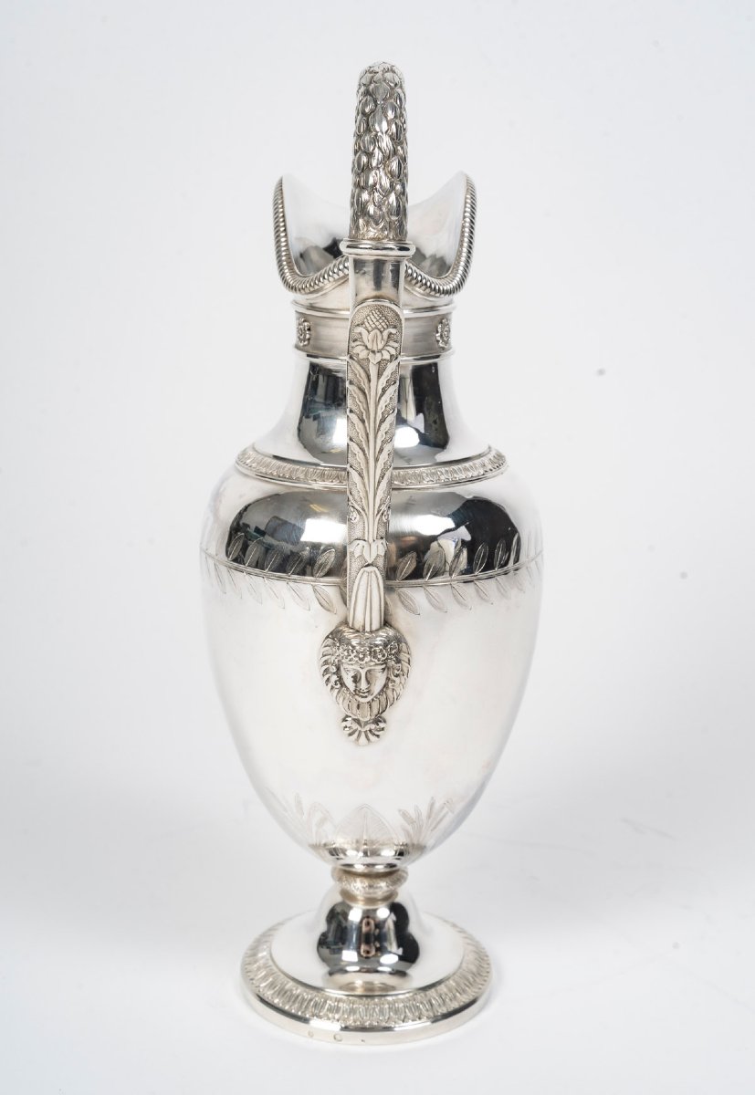 Ovoid Ewer In Sterling Silver, 2nd C0q Empire Period (1809-1818)-photo-3