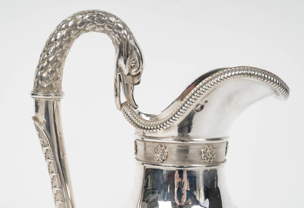 Ovoid Ewer In Sterling Silver, 2nd C0q Empire Period (1809-1818)-photo-4