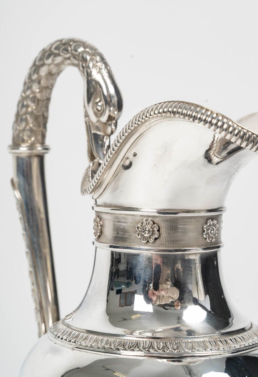 Ovoid Ewer In Sterling Silver, 2nd C0q Empire Period (1809-1818)-photo-6