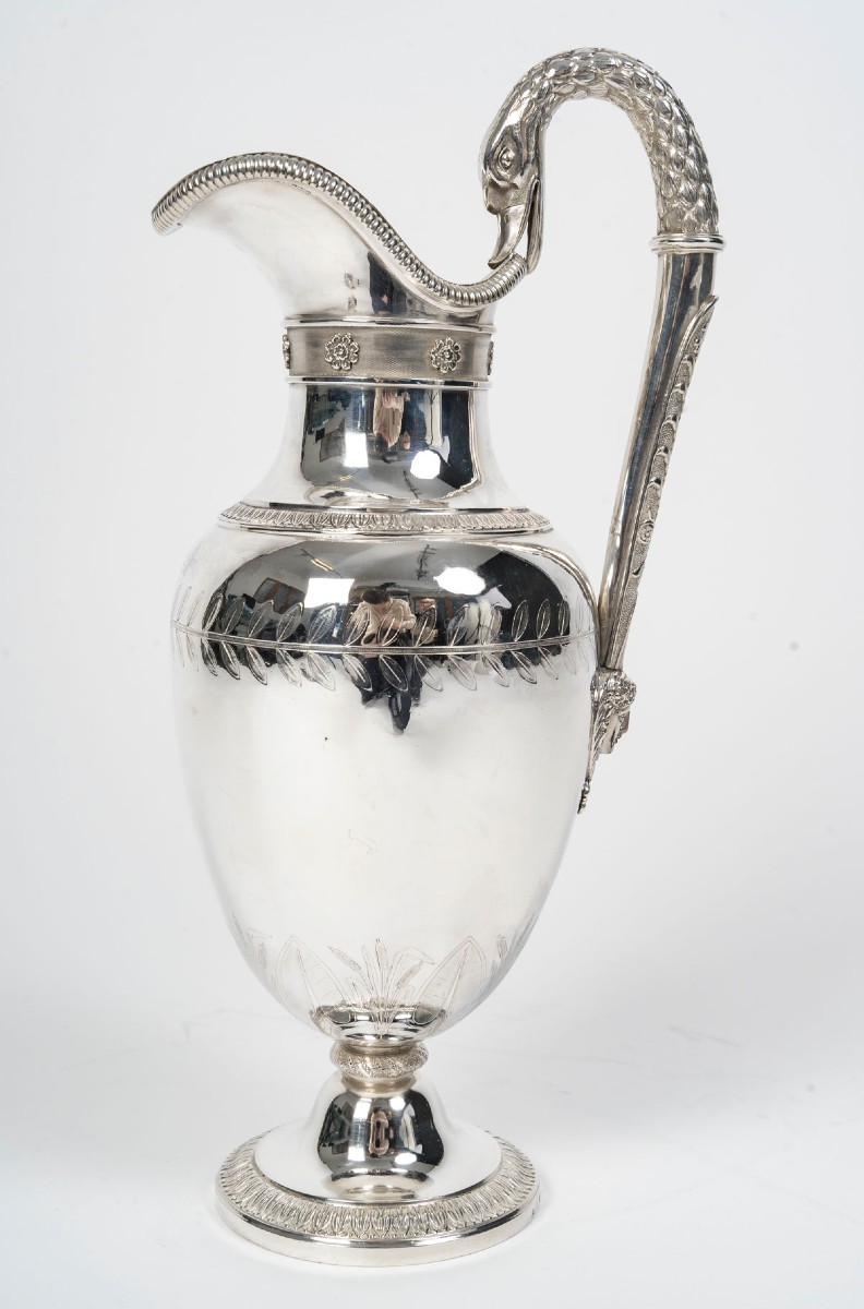 Ovoid Ewer In Sterling Silver, 2nd C0q Empire Period (1809-1818)