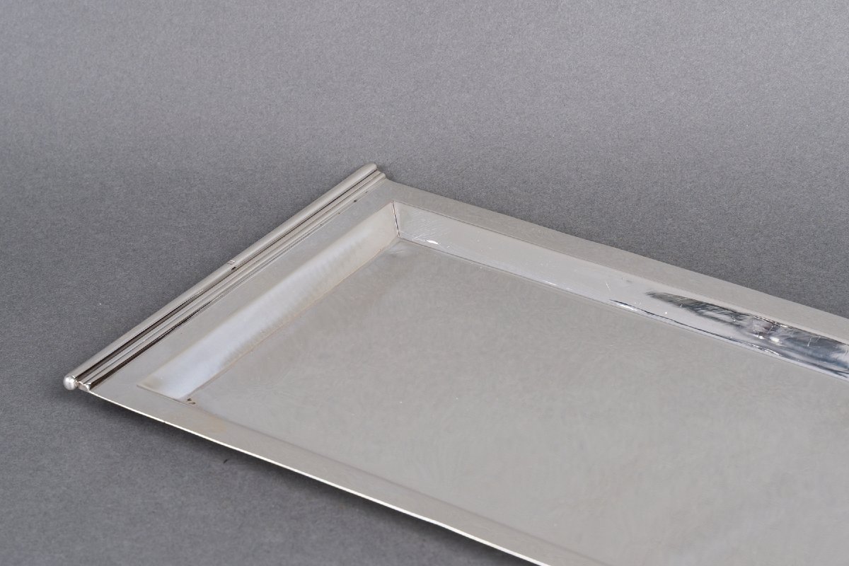 Cardeilhac – Plateau rectangulaire en argent massif, époque Art Déco-photo-2