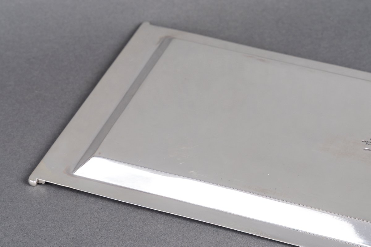 Cardeilhac – Plateau rectangulaire en argent massif, époque Art Déco-photo-3