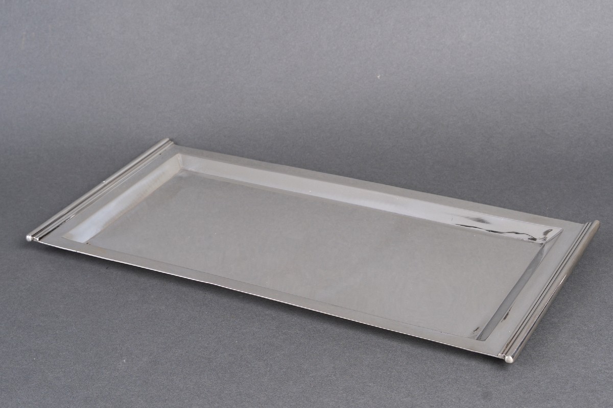 Cardeilhac – Plateau rectangulaire en argent massif, époque Art Déco