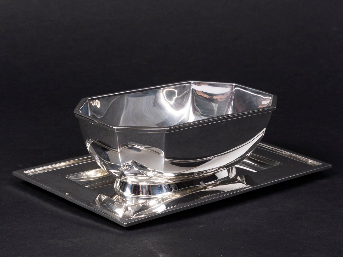  Cardeilhac – Saucière et sa doublure en argent massif Epoque ART DECO-photo-2