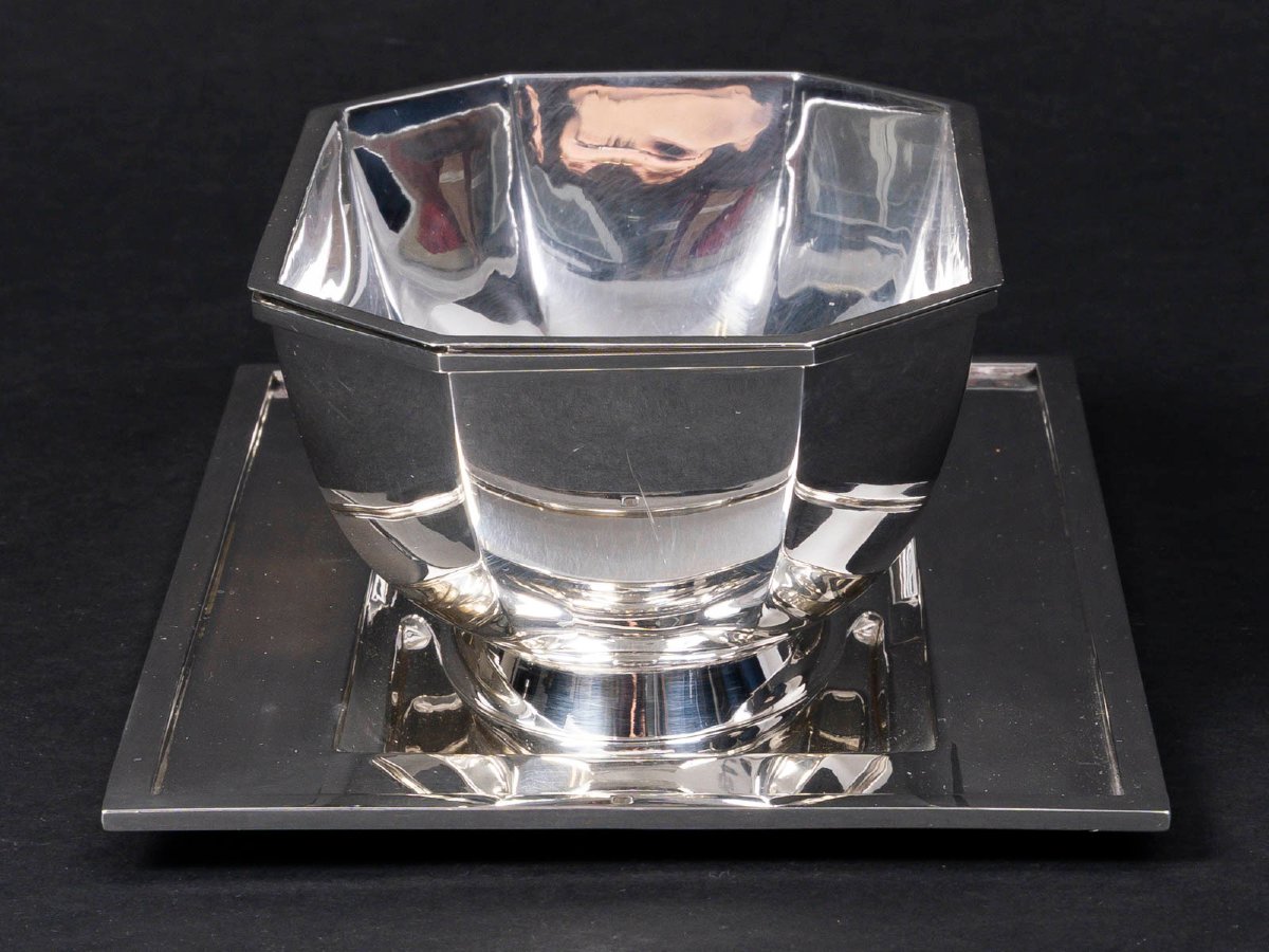  Cardeilhac – Saucière et sa doublure en argent massif Epoque ART DECO-photo-3