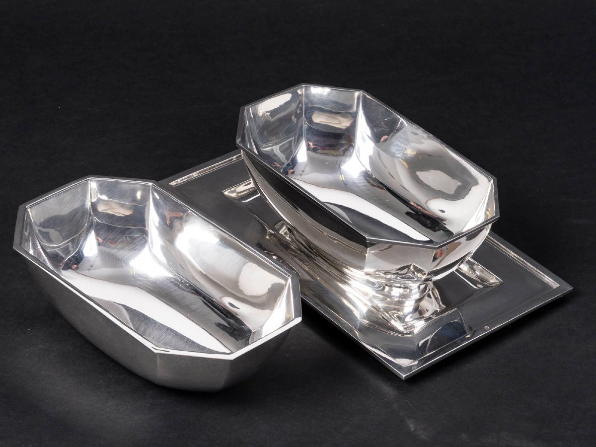  Cardeilhac – Saucière et sa doublure en argent massif Epoque ART DECO-photo-4