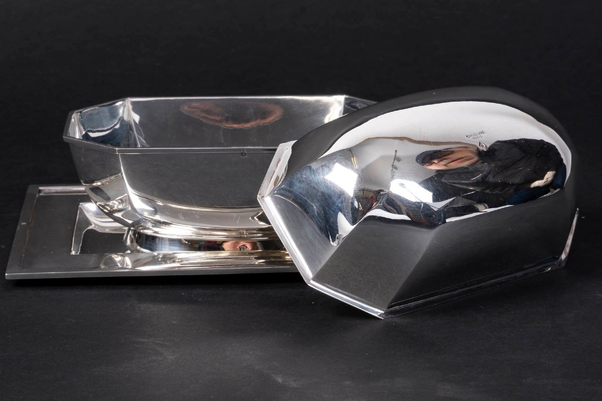  Cardeilhac – Saucière et sa doublure en argent massif Epoque ART DECO-photo-3