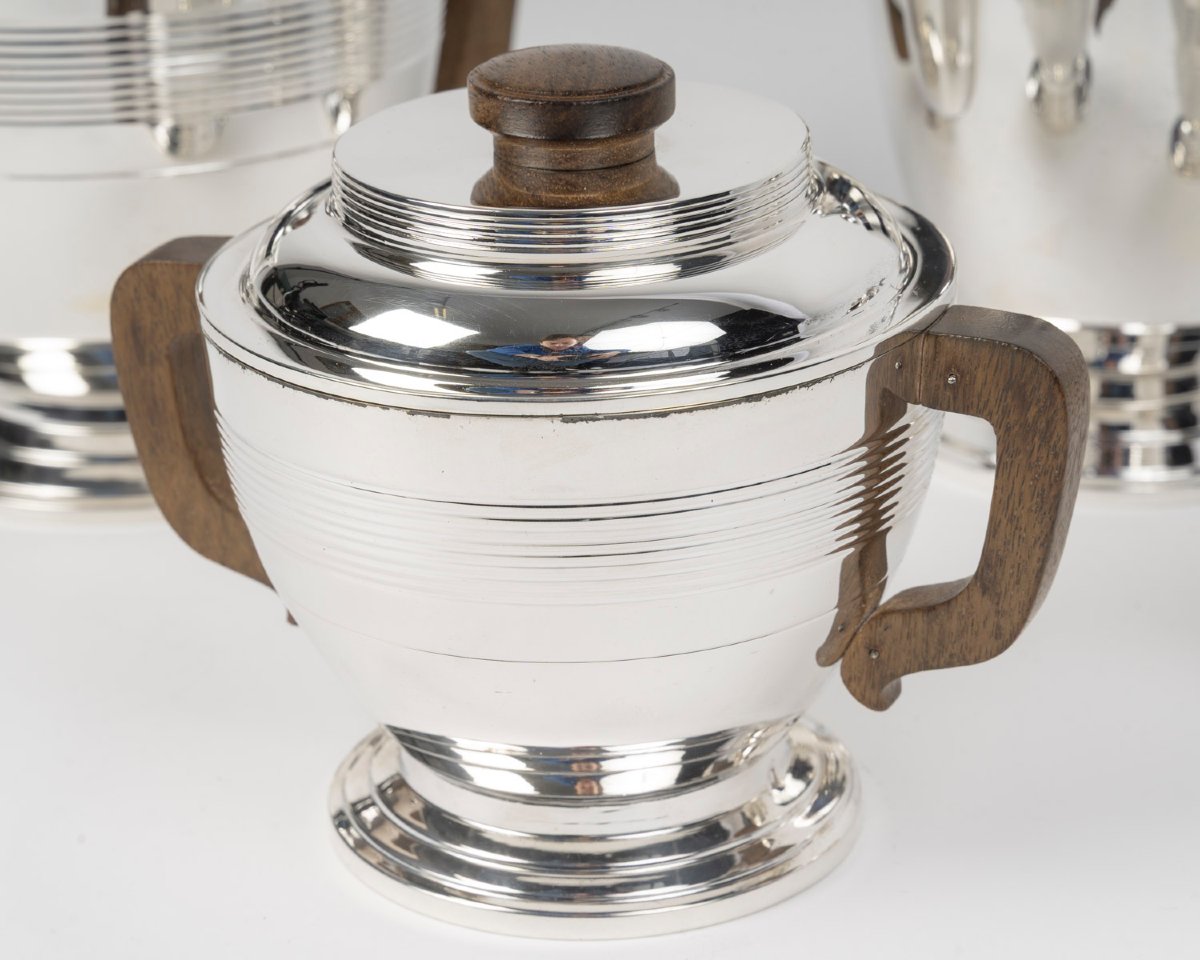 Boin Taburet 4-piece Solid Silver Tea/coffee Set, Art Deco Period-photo-2