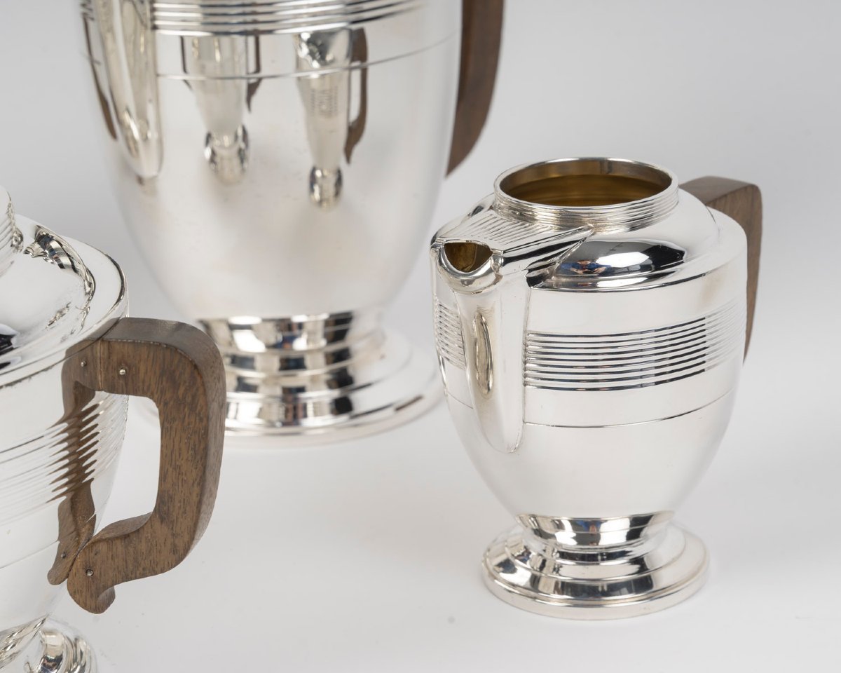 Boin Taburet 4-piece Solid Silver Tea/coffee Set, Art Deco Period-photo-3