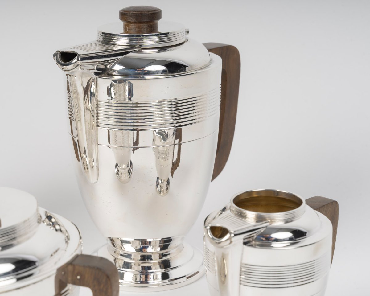 Boin Taburet 4-piece Solid Silver Tea/coffee Set, Art Deco Period-photo-4