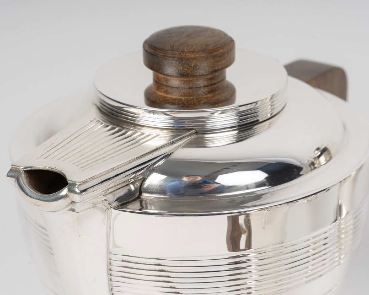 Boin Taburet 4-piece Solid Silver Tea/coffee Set, Art Deco Period-photo-5