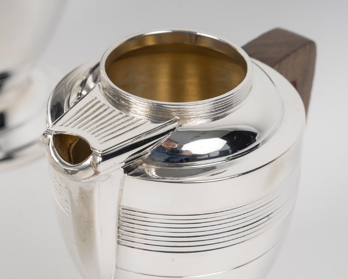 Boin Taburet 4-piece Solid Silver Tea/coffee Set, Art Deco Period-photo-6