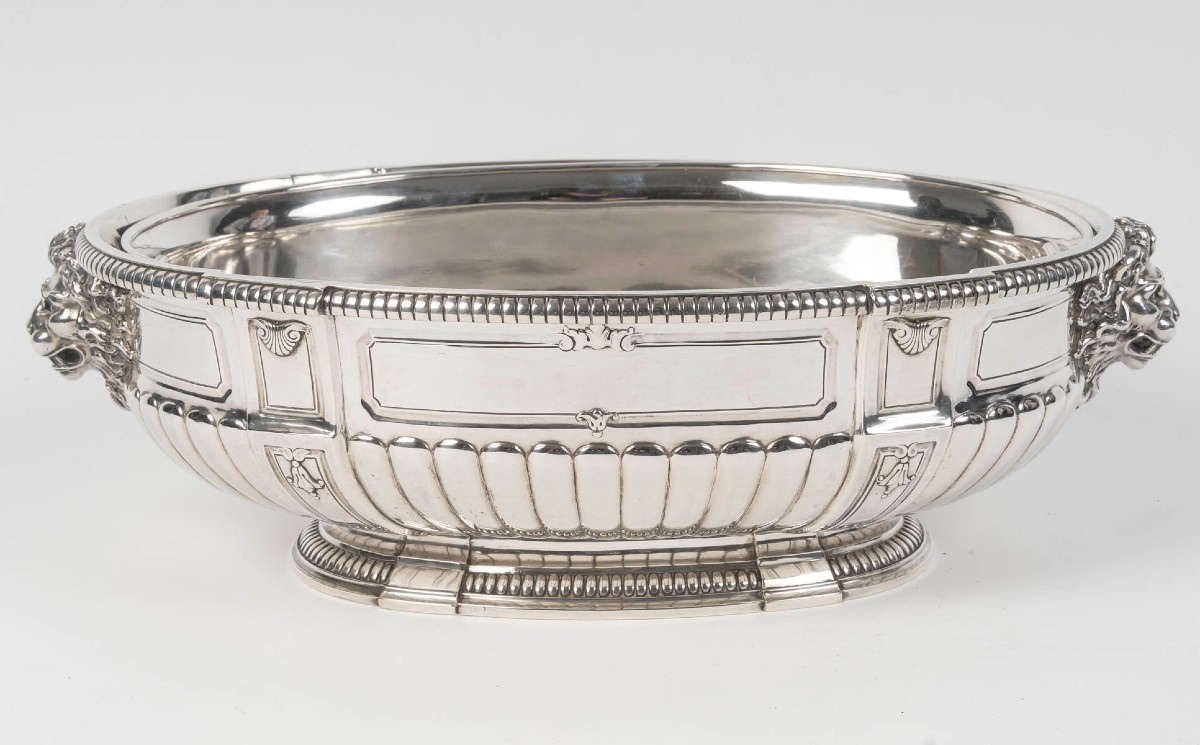 PUIFORCAT – JARDINIERE EN ARGENT MASSIF et sa doublure Circa début XXe