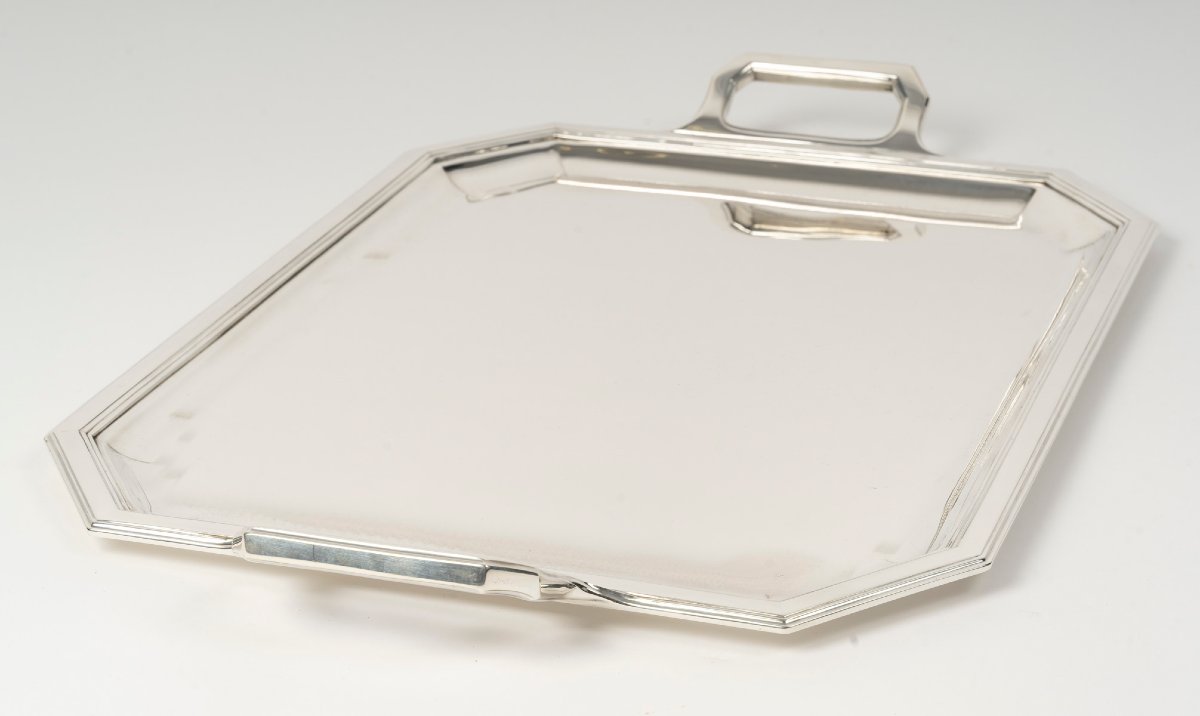 Jean E. Puiforcat - Art Deco Silver Tray Circa 1930-photo-2