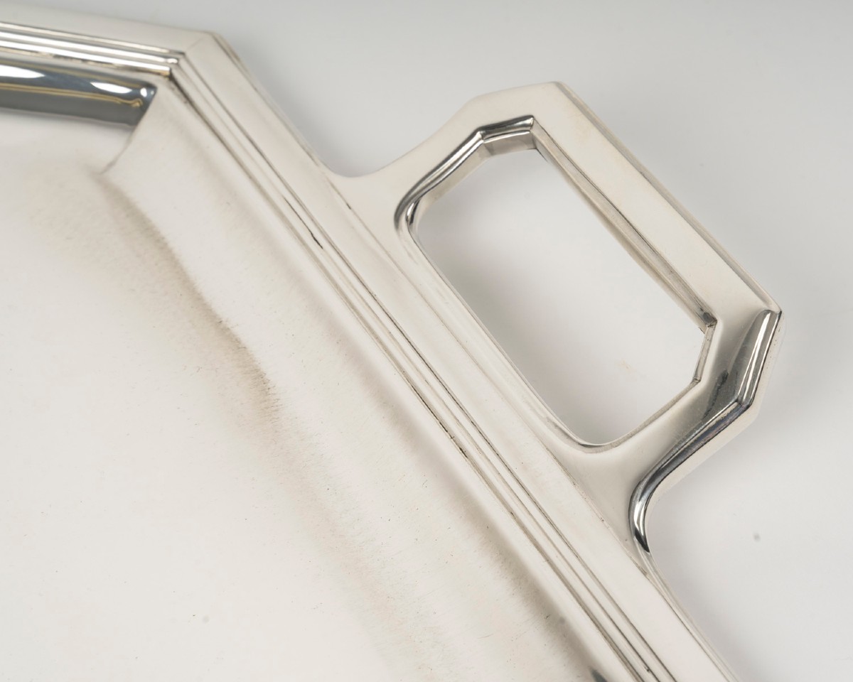 Jean E. Puiforcat - Art Deco Silver Tray Circa 1930-photo-7
