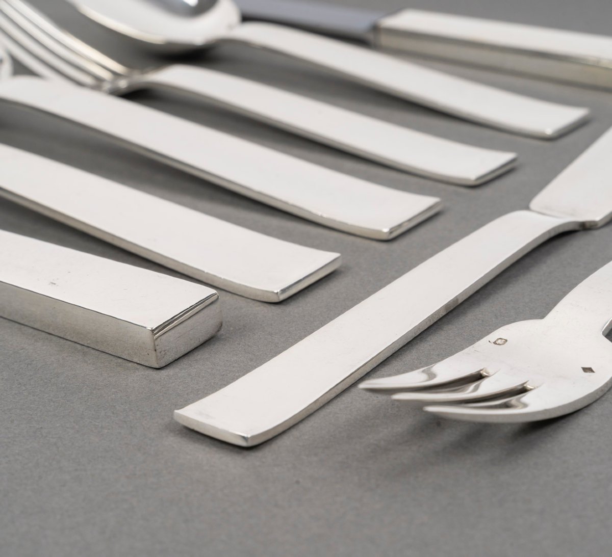 Jean Tetard - 132-piece Solid Silver Flatware Set Epoque Art Deco-photo-6