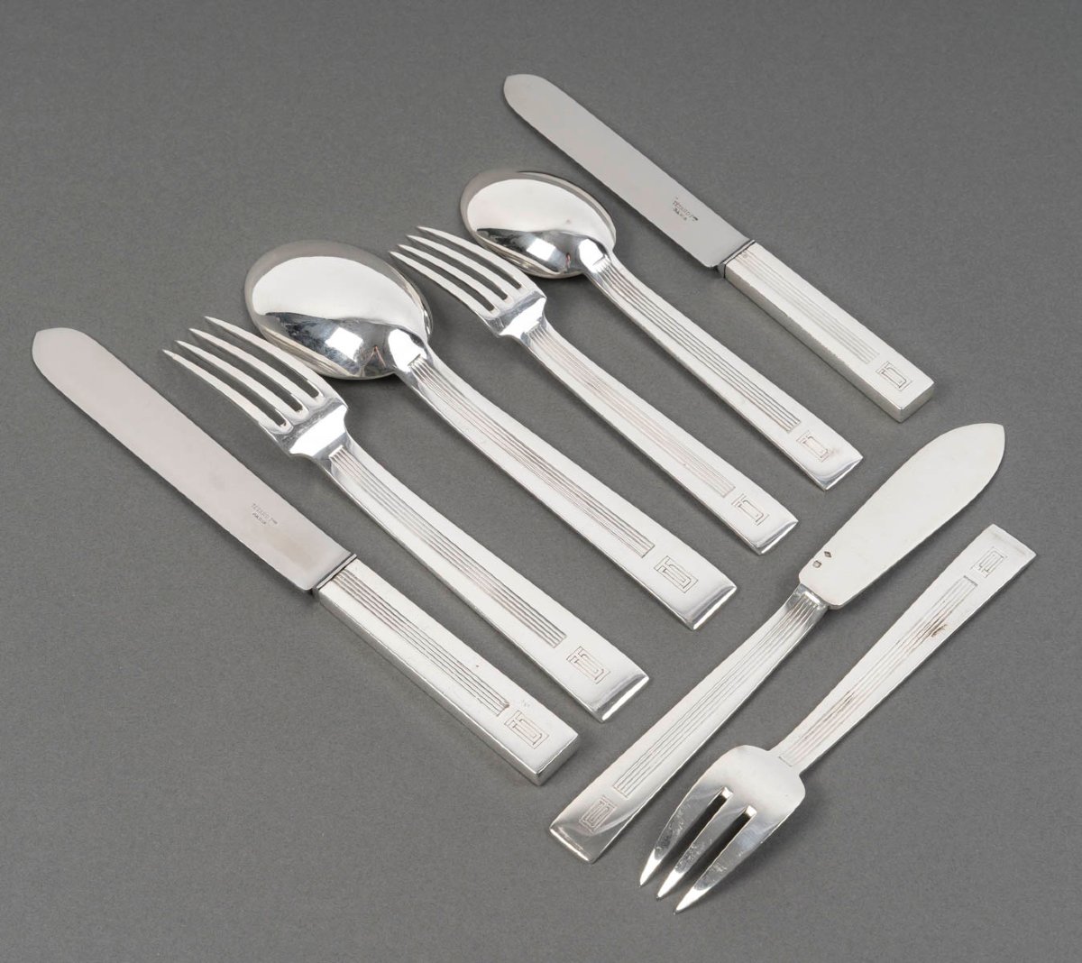 Jean Tetard - 132-piece Solid Silver Flatware Set Epoque Art Deco