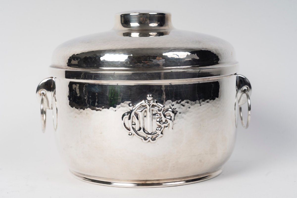 CHRISTIAN DIOR Service à caviar en argent massif et cristal Italie du Nord, XXe siècle-photo-2
