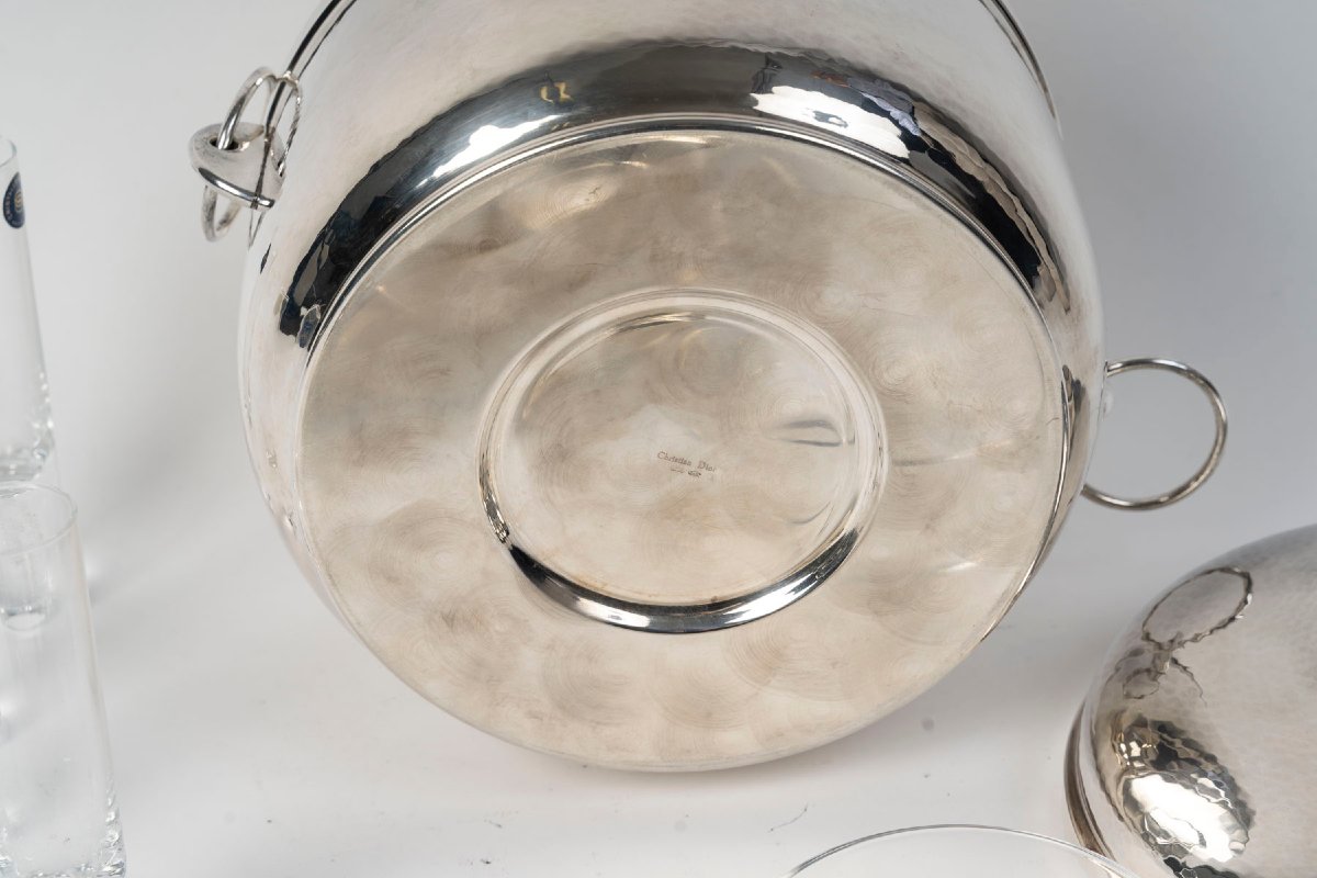 CHRISTIAN DIOR Service à caviar en argent massif et cristal Italie du Nord, XXe siècle-photo-7